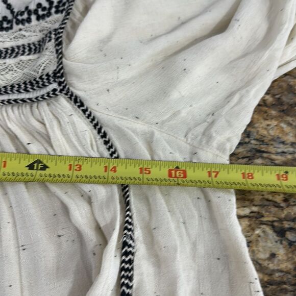 Free People Boho Cyprus Avenue Ivory Embroidered Top Blouse Size XS - Picture 8 of 9